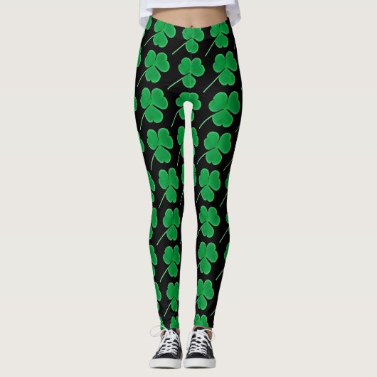 St. Patrick's Day | Irish Green Shamrocks Pattern Leggings (Voorkant)