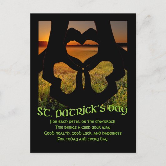 St. Patrick's Day Irish Hand Heart Shamrock geplaa Briefkaart (Voorkant)