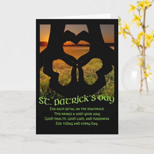 St. Patricks Day Irish Hand Heart Shamrock-kaart Kaart (Gele Bloem)