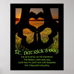 St. Patricks Day Irish Hand Heart Shamrock S Poste Poster