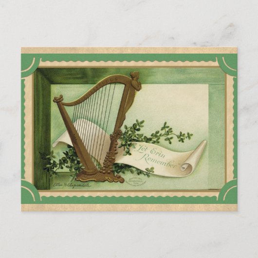  St Patricks Day Irish Harp Erin Go Bragh Briefkaart (Voorkant)