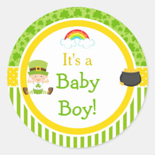 St Patrick's Day Irish Holiday Boy Baby shower Ronde Sticker