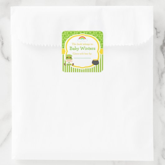 St Patrick's Day Irish Holiday Girl Baby shower Vierkante Sticker (Tas)