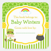 St Patrick's Day Irish Holiday Girl Baby shower Vierkante Sticker (Voorkant)