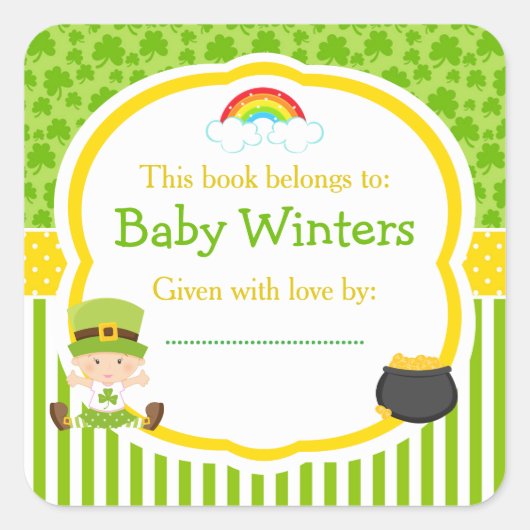 St Patrick's Day Irish Holiday Girl Baby shower Vierkante Sticker (Voorkant)