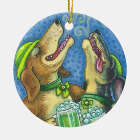 St. Patrick's Day Irish Hounds DOG ORNAMENT Round (Voorkant)