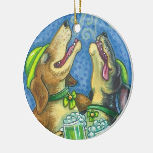 St. Patrick's Day Irish Hounds DOG ORNAMENT Round (Links)