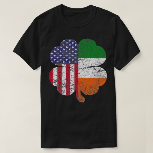 St Patricks Day Irish Ireland American Flag Shamr T-shirt (Design voorkant)