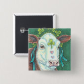 ST. PATRICK'S DAY IRISH KOE BUTTON Square (Voorkant /achterkant)