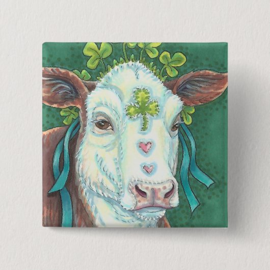 ST. PATRICK'S DAY IRISH KOE BUTTON Square (Voorkant)