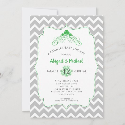 St Patrick's Day IRISH koppels baby shower uitnodi Kaart (Voorkant)