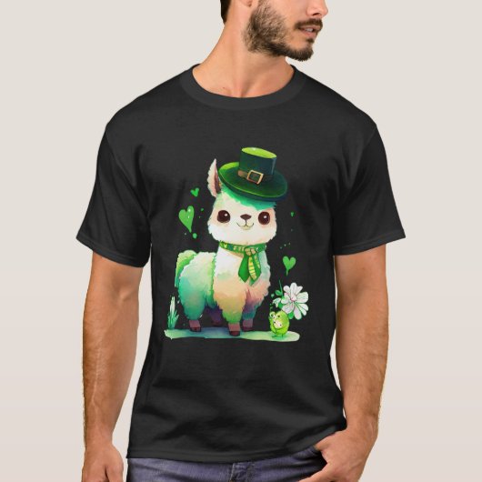 St Patrick's Day Irish Lama Happy St Patrick's T-shirt (Voorkant)