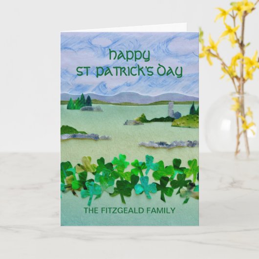 St Patrick's Day Irish Landscape Personalized Kaart (Gele Bloem)