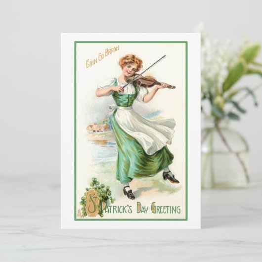 St. Patrick's Day Irish Lass Feestdagenkaart (Staand voorkant)