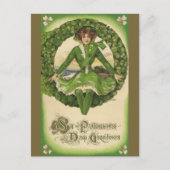  St. Patrick's Day, Irish Lass in a Wreath Briefkaart (Voorkant)