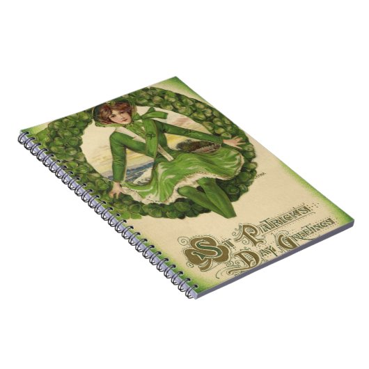 St. Patrick's Day, Irish Lass in a Wreath Notitieboek (Rechterzijde)