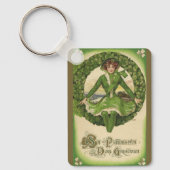 St. Patrick's Day, Irish Lass in a Wreath Sleutelhanger (Voorkant)