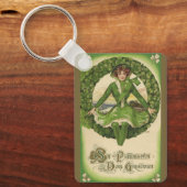 St. Patrick's Day, Irish Lass in a Wreath Sleutelhanger (Voorkant)
