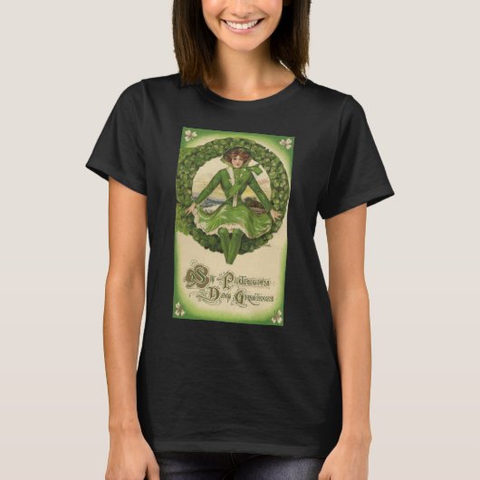 St. Patrick's Day, Irish Lass in a Wreath T-shirt (Voorkant)