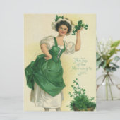 St. Patrick's Day Irish Lass met Klavers (Staand voorkant)