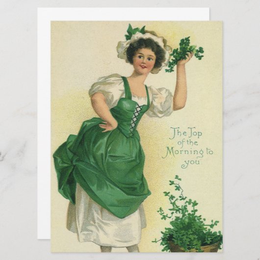 St. Patrick's Day Irish Lass met Klavers (Voorkant / Achterkant)