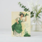  St. Patrick's Day Irish Lass met Klavers Briefkaart (Staand voorkant)
