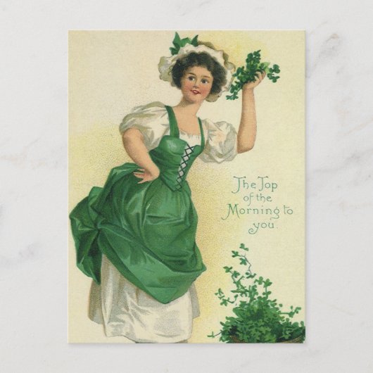  St. Patrick's Day Irish Lass met Klavers Briefkaart (Voorkant)