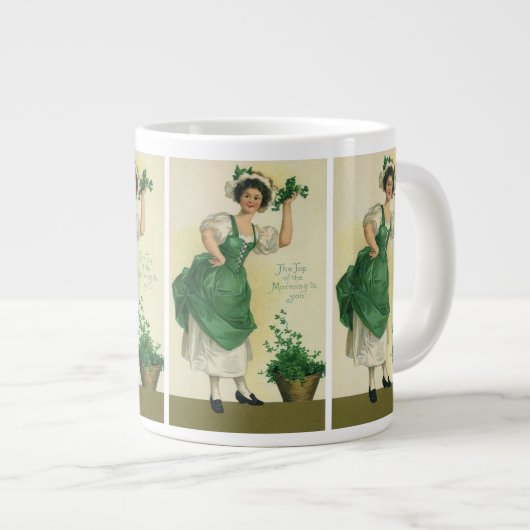St. Patrick's Day Irish Lass met Klavers Grote Koffiekop (Voorkant rechts)