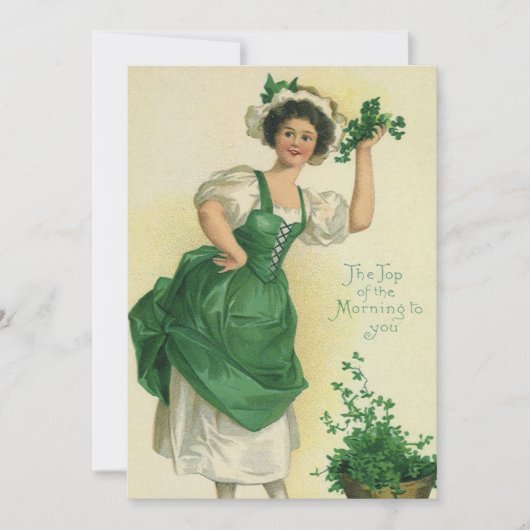  St. Patrick's Day Irish Lass met Klavers Kaart (Voorkant)