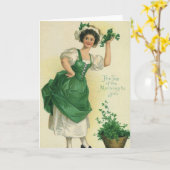 St. Patrick's Day Irish Lass met Klavers Kaart (Gele Bloem)