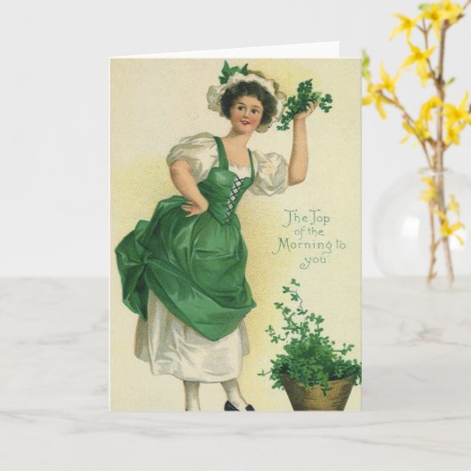 St. Patrick's Day Irish Lass met Klavers Kaart (Gele Bloem)