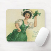 St. Patrick's Day Irish Lass met Klavers Muismat (Met muis)