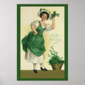 St. Patrick's Day Irish Lass met Klavers Poster (Voorkant)