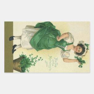 St. Patrick's Day Irish Lass met Klavers Rechthoekige Sticker
