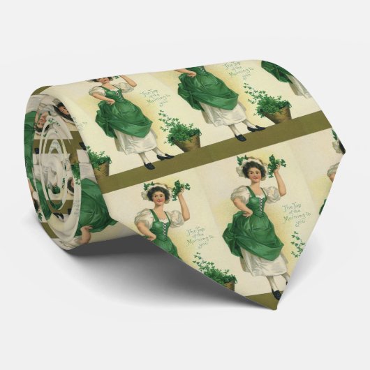  St. Patrick's Day Irish Lass met Klavers Stropdas (Opgerold)