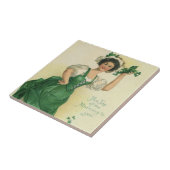  St. Patrick's Day Irish Lass met Klavers Tegeltje (Zijkant)