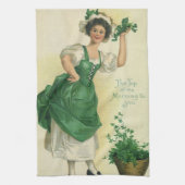  St. Patrick's Day Irish Lass met Klavers Theedoek (Verticaal)