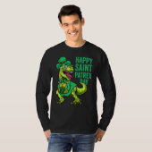 St Patricks Day Irish Leprechaun Dinosaur T Rex Bo T-shirt (Voorkant volledig)