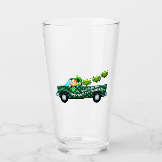 St Patricks Day Irish Leprechaun Funny Beer Pint Glas (Voorkant)