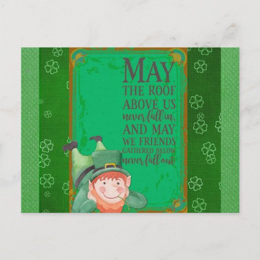 St Patricks Day Irish Leprechaun Green Shamrock Briefkaart (Voorkant)