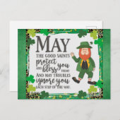 St Patricks Day Irish Leprechaun Green Shamrock Briefkaart (Voorkant / Achterkant)