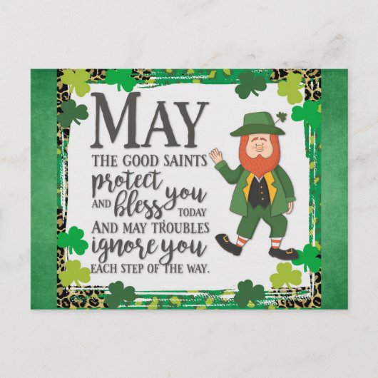 St Patricks Day Irish Leprechaun Green Shamrock Briefkaart (Voorkant)