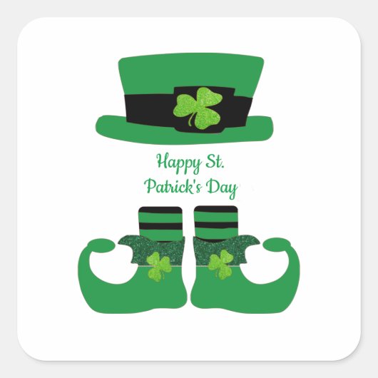 St. Patrick's Day, Irish, Leprechaun, Green Vierkante Sticker (Voorkant)