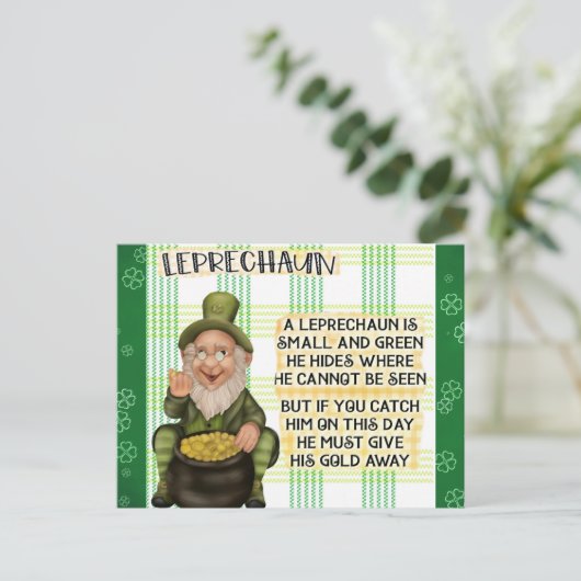 St Patricks Day Irish Leprechaun Poem Briefkaart (Staand voorkant)