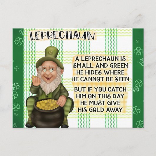 St Patricks Day Irish Leprechaun Poem Briefkaart (Voorkant)