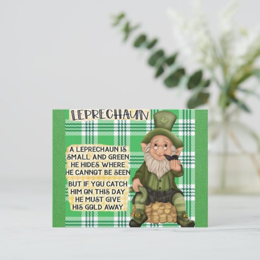 St Patricks Day Irish Leprechaun Poem Green Briefkaart (Staand voorkant)