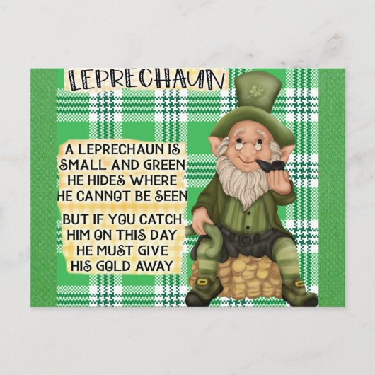St Patricks Day Irish Leprechaun Poem Green Briefkaart (Voorkant)