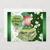 St Patricks Day Irish Leprechaun Shamrock Green Briefkaart (Voorkant / Achterkant)