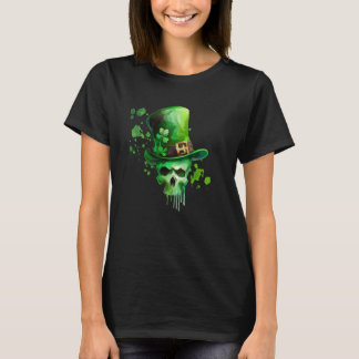 St Patricks Day Irish Leprechaun Shamrock Skull C T-shirt