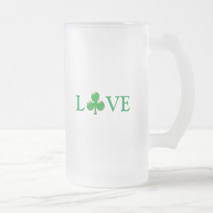 St. Patrick's Day Irish Love Green Clover Shamrock Matglas Bierpul